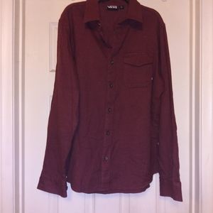 Burgundy dress shirt, Vans, Small
